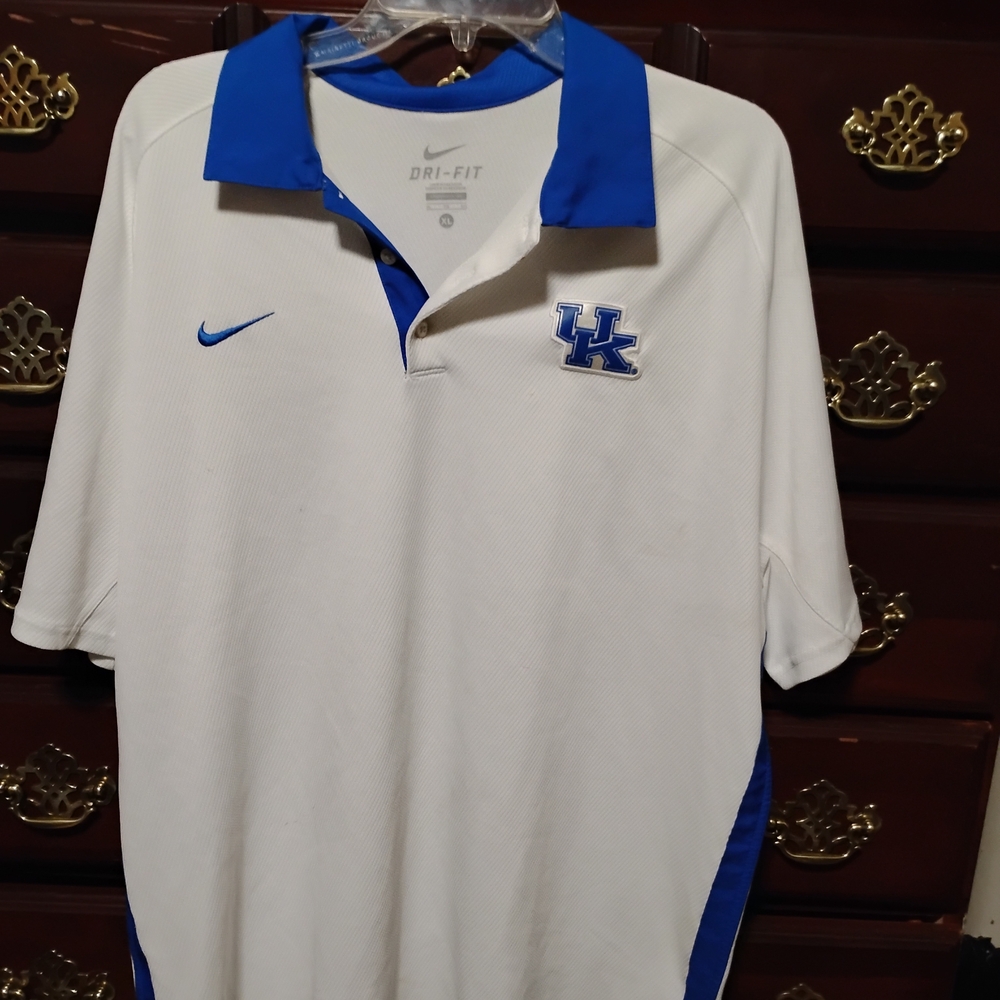 Nike Dri-FIT White and Blue Polo Uk
